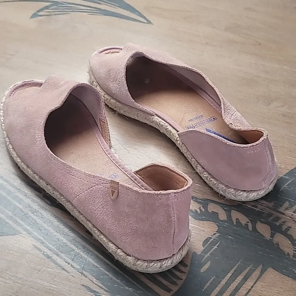 Verbenas Cruz Suede Espadrille Flats Pink Open Toe Size 8.5/9 Comfort Slip On
